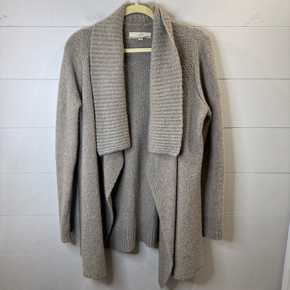 Loft | Women's Wool Blend Open Front Sweater Cardigan Size Medium